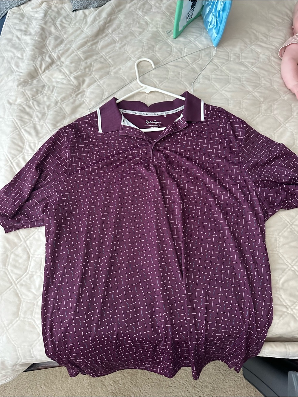 Walter Hagen Men's Plum Geometric Polo